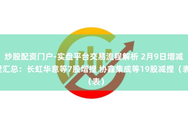 炒股配资门户-实盘平台交易流程解析 2月9日增减捏汇总：长虹华意等7股增捏 协鑫集成等19股减捏（表）
